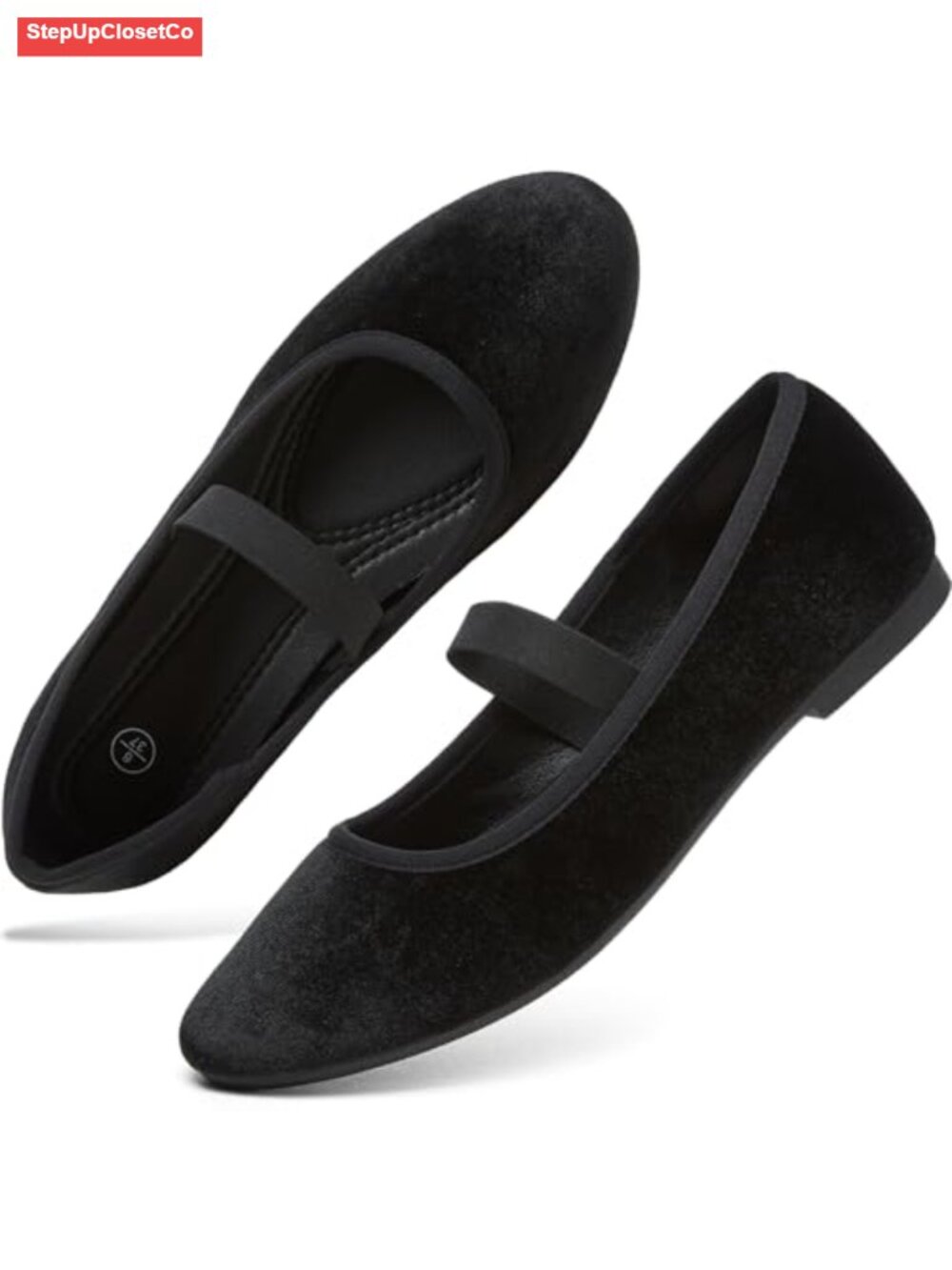 Women's Velvet Mary Jane Flats with Elastic Strap